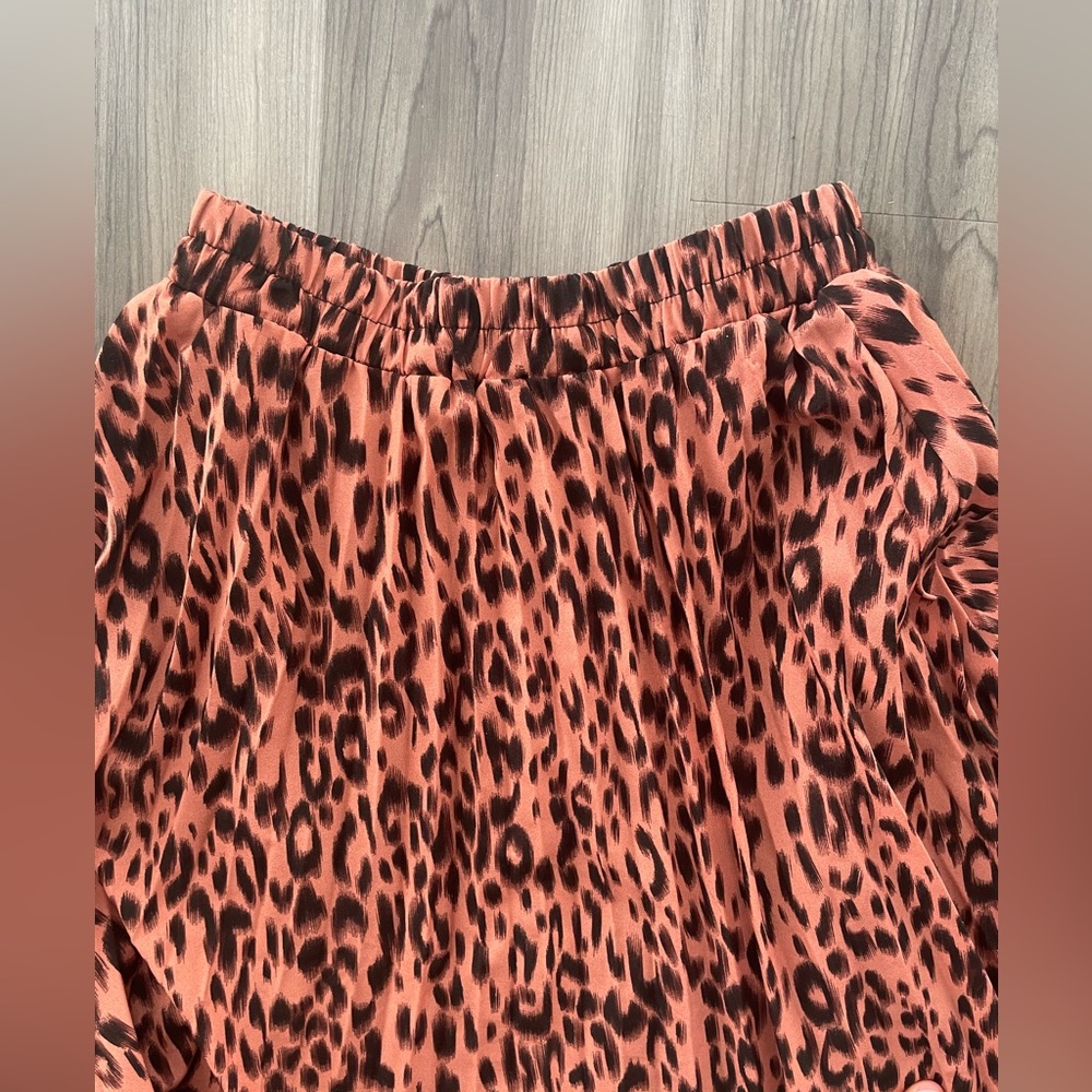 Chartou Pink and Black Pleated Animal Print A-Line MIDI Skirt Size Medium - Picture 4 of 10